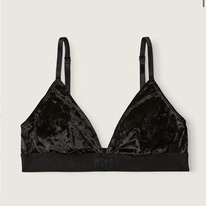 PINK Velvet Bralette Black L NWT